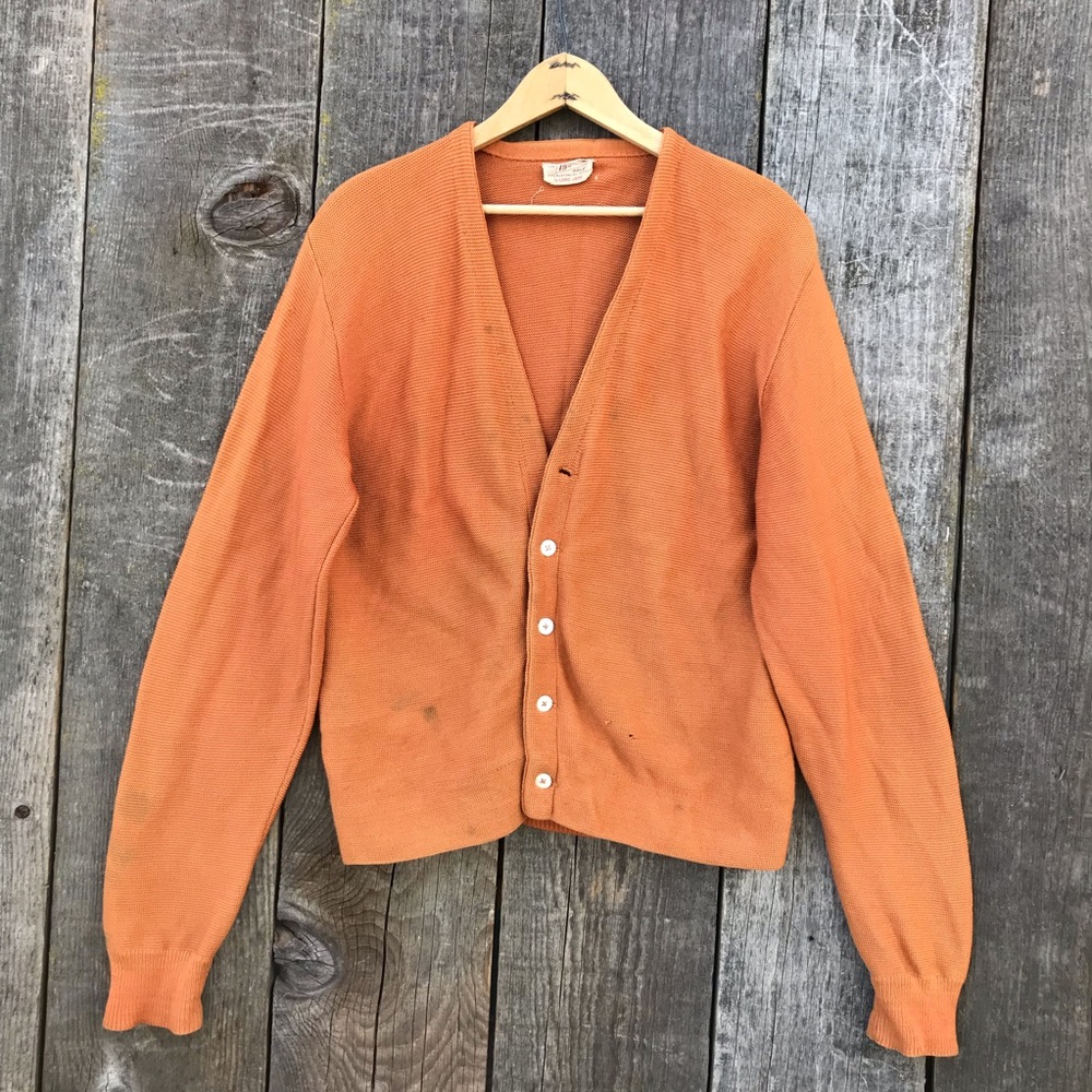 VTG 1960s Lord Jeff 19th Hole Wool Cardigan Sweater Distressed Grunge Medium